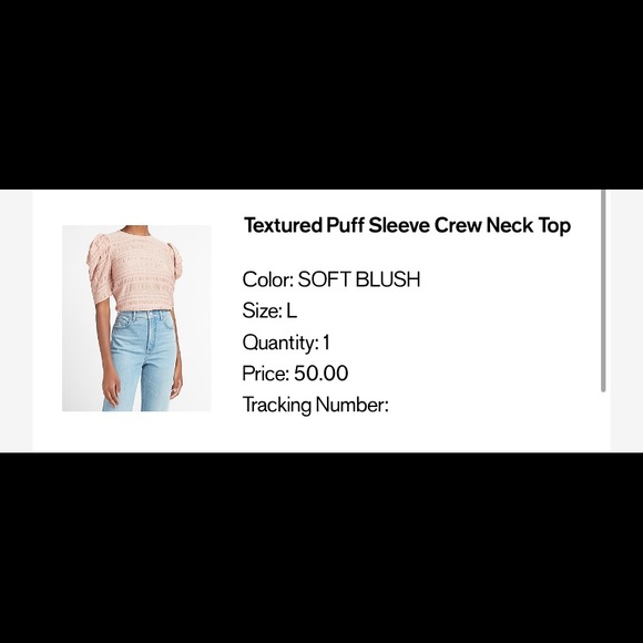 Express - textured puff sleeve crew neck top - Picture 1 of 8